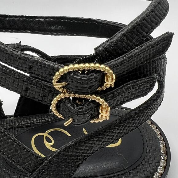 Sam Edelman Tianna Women's Gladiator Sandals Size 8 Gold Charm Black Woven Shoes - Picture 8 of 12